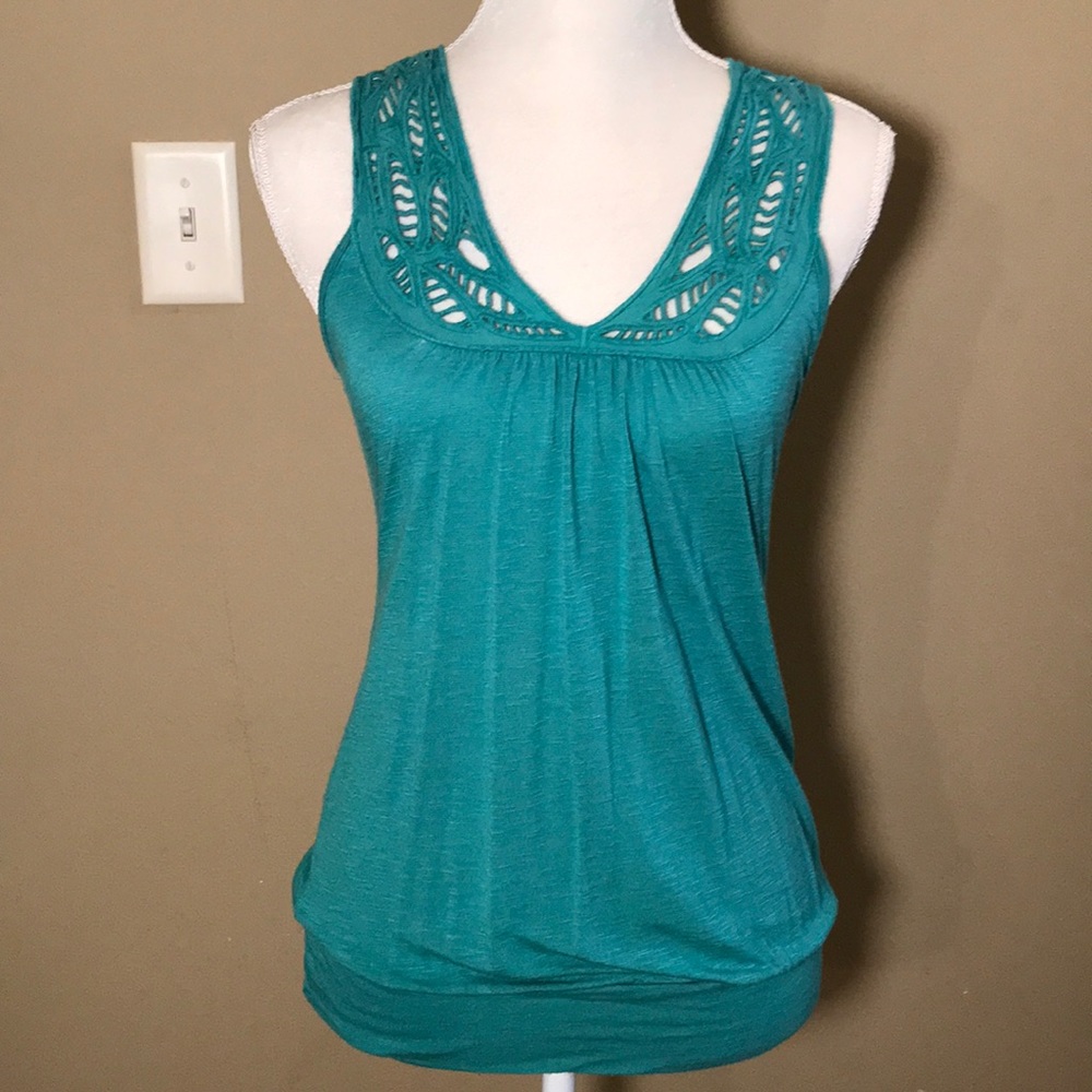 Turquoise bohemian style slide back tank